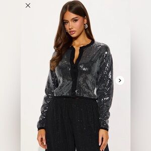 Fashion Nova - Black Sequin Cardigan - L